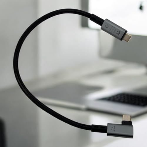 40Gbps 240W 4.0 Thunderbolt L Shape Type-C to Type-C Şarj, Data ve 8K 60Hz Data Transfer Kablosu Tip C 30 cm - PD240W - Görsel 2
