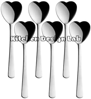 Gümüş Kalp Şekilli Dondurma ve Tatlı Kaşığı Seti, Çelik, Gümüş Renk, Kutulu, 6 Adet - Görsel 3