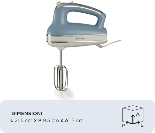 Vintage El Mikseri Mavi 1548/05-450 Watt, 5 Hız, Çırpma ve Yoğurma Başlıkları, Turbo Fonksiyonu