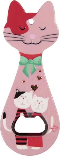 Miyav Kedi Şeklinde Mıknatıslı Şişe Kapak Açacağı, Buzdolabı Magnet Pembe, 5.5x14 cm, Seramik Kaplama (Pembe) - Görsel 3