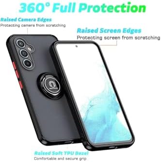 - Galaxy S25 FE ile uyumlu Kılıf Mat Parmak izi Yapmaz Renkli Tuşlu 360 Yüzüklü Standlı Military Kapak - Siyah