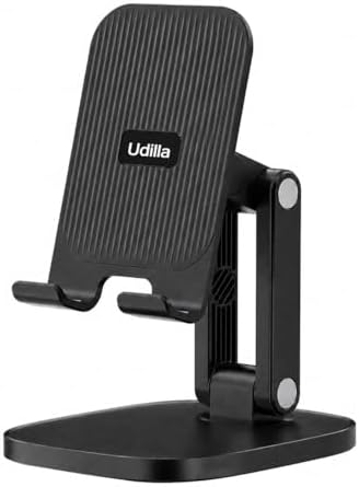 Katlanabilir Masaüstü Telefon ve Tablet Standı, Ayarlanabilir Katlanır Telefon Tutucu (Siyah)