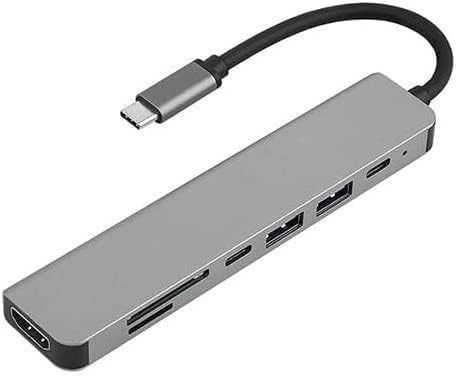 Macbook Pro Dell ile Uyumlu Type C to 4K HDMI + USB 3.0 + SD/tf + PD + Type-C, Taşınabilir 7in1 Adaptör