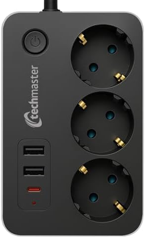 Techmaster 2 Usb + Type-C Akım ve Çocuk Korumalı 3lü Kare Priz 2mt - Görsel 3