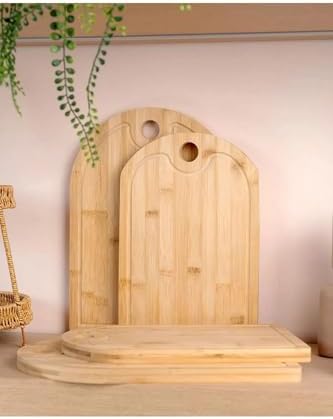 Bambu 3 lü Set Oval Kesme Tahtası Peynir Servis Sunum Tepsi Et Sebze Doğrama Tahtası 3 Adet - Görsel 3