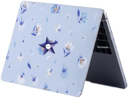 MacBook Pro 13 Çiçek Desenli Kılıf A1706 A1708 A1989 A2159 A2251 A2289 A2338 M1 M2 Uyumlu Baskılı Sert Kılıf İnce Hafif Koruyucu Kapak Açık Mavi