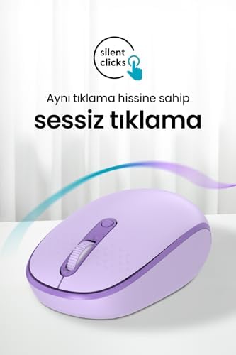 Daxi MX400 Prime Pro Sessiz Kablosuz Mouse Bluetooth ve 2.4GHz Wireless Bağlantı - Ayarlanabilir DPI (Lila) - Görsel 3