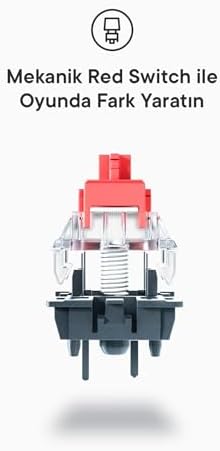 Amber Type-C Bağlantılı RGB Ledli Mekanik Gaming Oyuncu Klavye Q Red Switch
