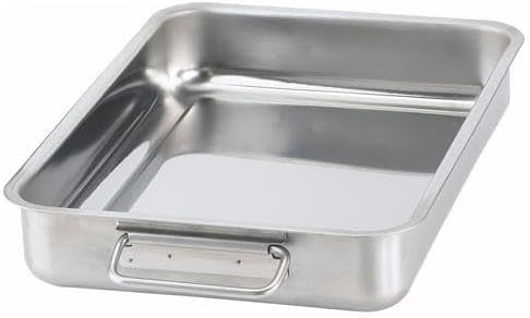 Metal Kare Fırın Kabı 24x34 Cm Paslanmaz Çelik Kulplu Kare Fırın Pişirme Tepsisi