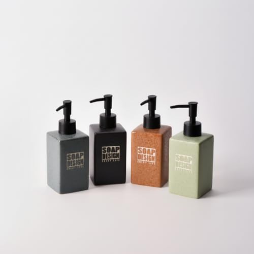 Alternative view of 500ml Seramik Sıvı Sabunluk, Mat Taş Dokulu ve Kare Tasarım, Siyah Pompalı Banyo ve Mutfak Deterjan Dispenser (1 Adet - Asorti/Karışık Renk Gönderilir)