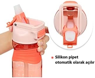 450ml Pipetli Tritan Su Matarası Sarı-Mavi-Turuncu VGN030