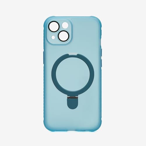 Alternative view of FlexStand Serisi MagSafe ile Uyumlu Manyetik Stantlı Yükseltilmiş Kenarlı Tam Kamera Lens Korumalı Kılıf iPhone 15 için Açık Mavi