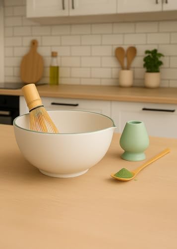 Alternative view of Matchiva Geleneksel Japon Matcha Seti, 4 Parça, Seramik Kase, Bambu Çırpıcı, Çırpıcı Standı, Bambu Kaşık, Beyaz ve Yeşil