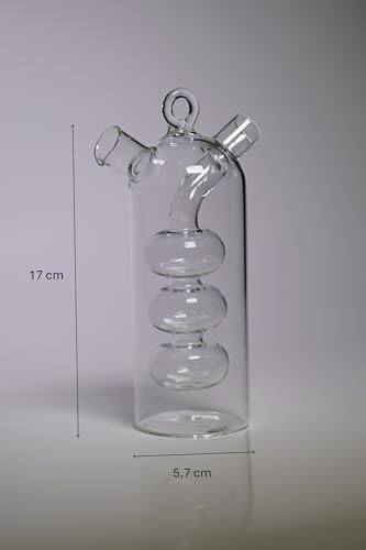 Çift Hazneli Cam Premium Yağdanlık ve Sirkelik (Bombeli).434 ml Şık,Zarif Tasarım,Velor Home