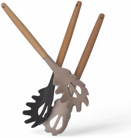 Alternative view of Bambu Saplı Silikon Makarna Servis Kaşığı – Isıya Dayanıklı, Yapışmaz, 3 Renk Seçenekli, 27cm – Uzun Saplı Makarna Kaşığı (SİYAH)