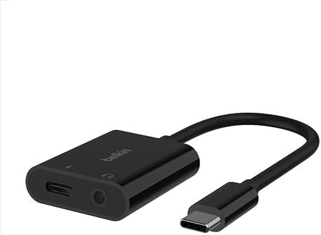 USB-C Şarj Adaptörlü 3,5 mm Ses, iPad Pro, Galaxy, Note, Google Pixel, LG G6, Xperia, OnePlus ve Daha Fazlası ile Uyumlu USB-C Ses Adaptörü - Siyah - Görsel 3