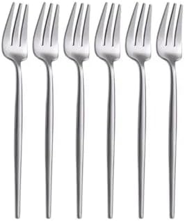 Limon ve Fondü Çatalı Seti, Gümüş Renk, 6 Parça, Çelik, 13 cm, - Görsel 3