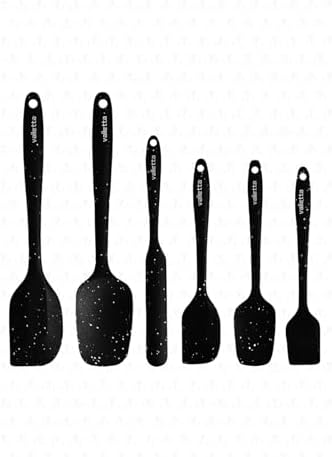 Drongo Isıya Dayanıklı Yanmaz Yapışmaz Silikon Spatula Seti 6 Parça Siyah Noktalı - Görsel 3