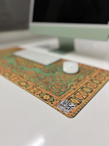 Mouse Pad, 30x70 cm, Mavi Halı Desen Baskılı, Kaymaz Taban, Bilek Destekli, Dikişsiz Kenar, Ergonomik, Ofis ve Oyuncular için (Yeşil) - Görsel 2