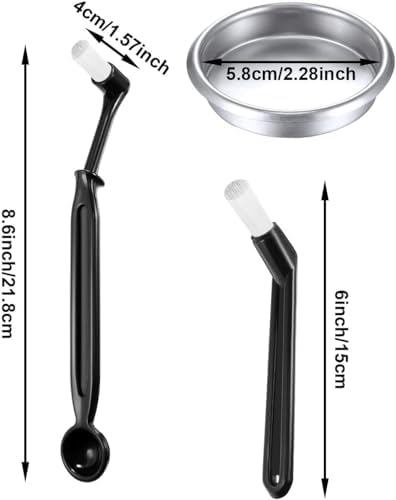 Xspring Kahve Fırçası Seti, 4 Parça Nylon Espresso Makinesi Temizlik Fırçası Takımı, 58 mm Paslanmaz Çelik Metal Filtre, Espresso Makinesi ve Kahve Değirmeni Temizliği İçin