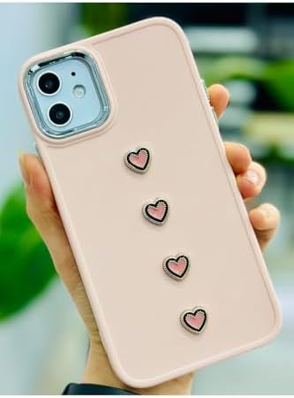 Iphone 11 ile Uyumlu 4 PEMBE KALP Tasarımlı Oyuncaklı Esnek Silikon Kılıf