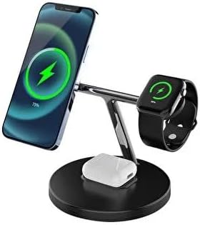 BW04 Apple Kablosuz Wireless Hızlı Şarj Standı Iwatch Airpods iPhone 11 11 Pro 12 12 Pro 13 13 Pro Xs Xr 8 Uyumlu-Siyah - Görsel 3