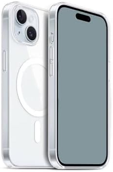 Alternative view of Apple için uyumlu iPhone 15 Plus Kılıf M-safe Şarj Özellikli Şeffaf Sert PC Zore Embos Kapak Renksiz