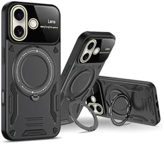 Alternative view of & AKSESUAR iPhone 16 ile Uyumlu Joy Lens Kamera Korumalı Entegre Standlı Kılıf (Siyah)
