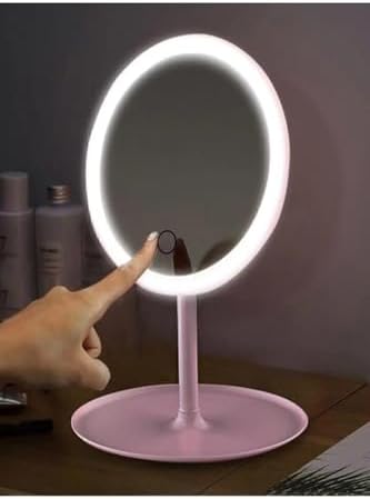Alternative view of Beyaz Dokunmatik Led Işıklı Usb Li Yuvarlak Masa Üstü Makyaj Aynası Makyaj Aynası Ledli