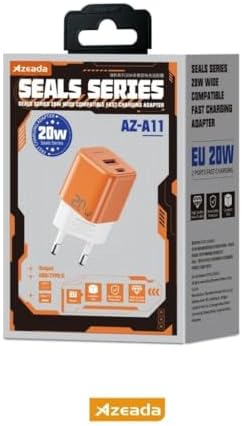 Azeada Seals Serisi 20W USB + Type-C Hızlı Şarj Adaptörü Turuncu-Beyaz AZ-A11(20w Çift Giriş, Şarj Başlık) - Görsel 3