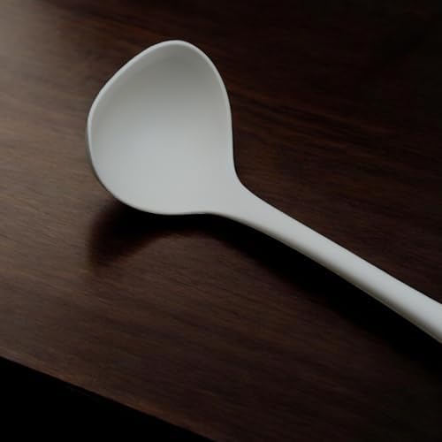 Silikon Çorba Kepçesi - 29,5 CM Krem Renkli Özel Seri - Görsel 3