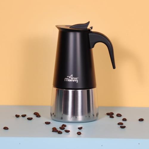 Any Morning FE001-6 Espresso Kahve Makinesi Paslanmaz Çelik İndüksiyonlu Moka Pot 300 Ml Siyah - Görsel 2