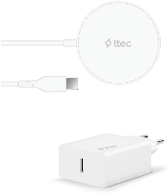 AirCharger M+ MagSafe Uyumlu Kablosuz Şarj Aleti ve PD 20W Seyahat Şarj Aleti Beyaz