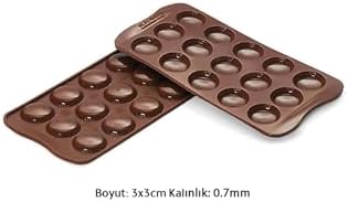 Siliko World Silikon Çikolata Kalıbı Ve Mini Makaron Silikon Kalıbı, Kahverengi - Görsel 3