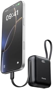 MC-8620 10000mAh 22.5W PD Hızlı Şarj Dahili Kablolu Powerbank Siyah (Type-c/Lightning)