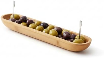 35cm Bambu Zeytinlik – Doğal Ahşap Oval Uzun Servis Tabağı | Meze Sunumu, Çerezlik, Atıştırmalık Tabağı | Çevre Dostu Mutfak ve Sofra Aksesuarı