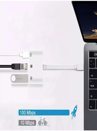 Alternative view of Iphone 7 8 X 11 11 Pro 12 13 13 14 Pro Max ile uyumlu ve Ipad Uyumlu Usb Ethernet Lightning Şarj Adaptörü 3in1