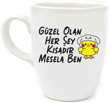 Güzel Olan Her Şey Kısadır, Mesela Ben! Krem Oval Kupa - Hediyelik Kupa Fincan Mug - Görsel 3