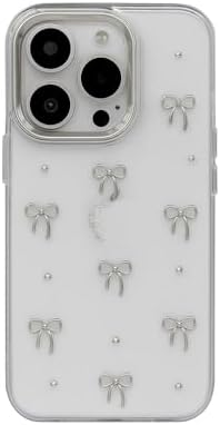 Alternative view of iPhone 16 Uyumlu Kılıf Fiyonk Desenli Şeffaf Simli Gümüş Kamera Çıkıntılı çok Şık Kapak (iphone_16_pro)