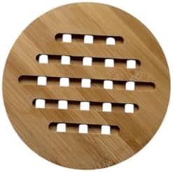 Alternative view of Bambu Nihale, Yuvarlak ve Kare Çizgili, Tencere Tava Çaydanlık İçin, 17 cm, Doğal Ahşap, Nemli Bezle Silinebilir