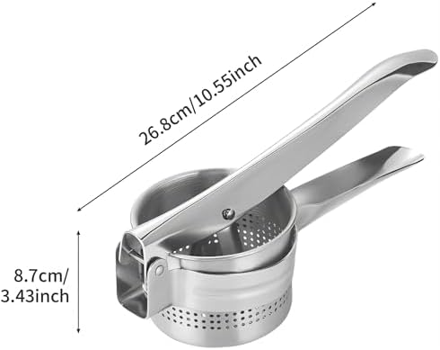 Patates Ezici, Paslanmaz Çelik Dayanıklı Tasarım, Ergonomik Kolay Kullanım, Hızlı Patates Püresi Yapıcı, Ev Restoran İçin Uygun Patates Meyve Sebze Sarımsak Ezici Paslanmaz Çelik Püre Yapıcı - Görsel 3