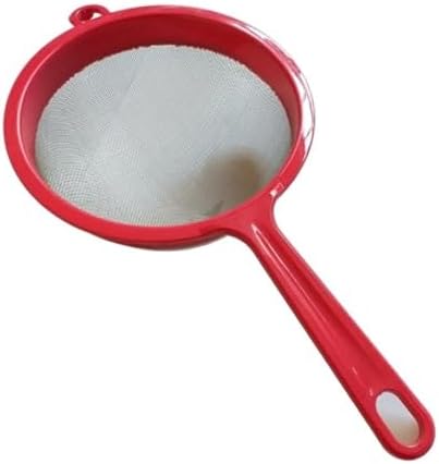 -Plastik Saplı Paslanmaz Çelik Süzgeç - Kırmızı - 17 cm