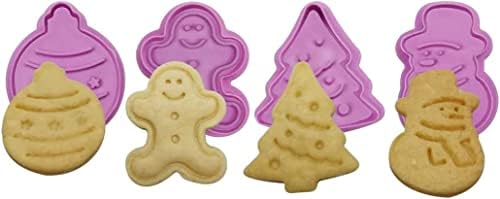 Yılbaşı Şekilli Adam Çam Ağacı Basmalı Kurabiye Kalıbı Gingerbread Man Desenli Şeker Hamuru Kesici Aparat (Konsept 1, Krem-Turuncu)