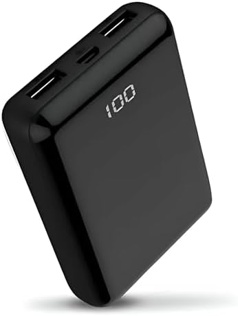 10000 mAh Taşınabilir Powerbank, Çift USB Çıkışlı (2.1A Hızlı Şarj), LED Dijital Ekranlı, Ultra İnce ve Hafif 180 g, Telefon ve Tablet Uyumlu (Siyah) - Görsel 3