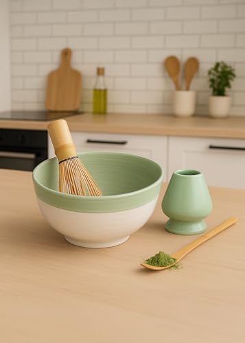 Premium Japon Matcha Seti, 4 Parça, Seramik Kase, Bambu Çırpıcı, Chasen Standı, Bambu Kaşık - Görsel 3