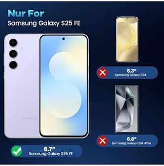 - ile uyumlu Galaxy S25 Fe Kılıf Kamera Çıkıntılı Korumalı Yumuşak Şeffaf Silikon + 9H Ekran Koruyucu Cam
