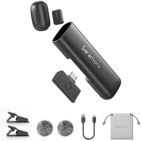 Saramonic iPhone 17/16/15 ve Android için Air SE Kablosuz Mini Mikrofon, 48kHz/24-bit, AI Gürültü Engelleme, Röportaj YouTube TikTok Podcast Vlogging için İçerik Oluşturucu Mikrofonlar Klip