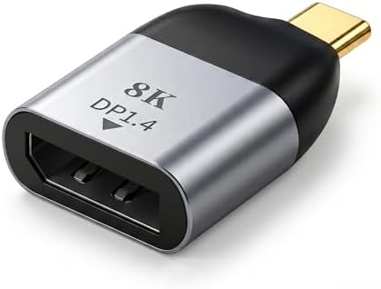 Type-C to DisplayPort 1.4 Çevirici Mini Adaptör - 8K'ya Kadar Destek - USB-C'den DP Görüntü Dönüştürücü - Alüminyum Gövde - Laptop Tablet Telefon Uyumlu - Tak Çalıştır