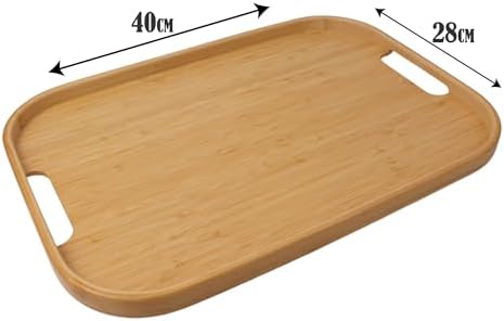 Dikdörtgen Bambu Servis Tepsisi, 2'li Set, 33x22 cm ve 40x28 cm | Dikdörtgen Bambu Tepsi - Görsel 2