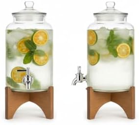 Akasya Ahşap Standlı Musluklu Cam Sebil - Soğuk İçecek Dispenseri ve Limonata Sürahisi - Parti ve Sunum İçin Şerbetlik - 3 ve 5 Litre Seçenekli (Akasya, Cam Kapaklı, 3 Litre) - Görsel 3